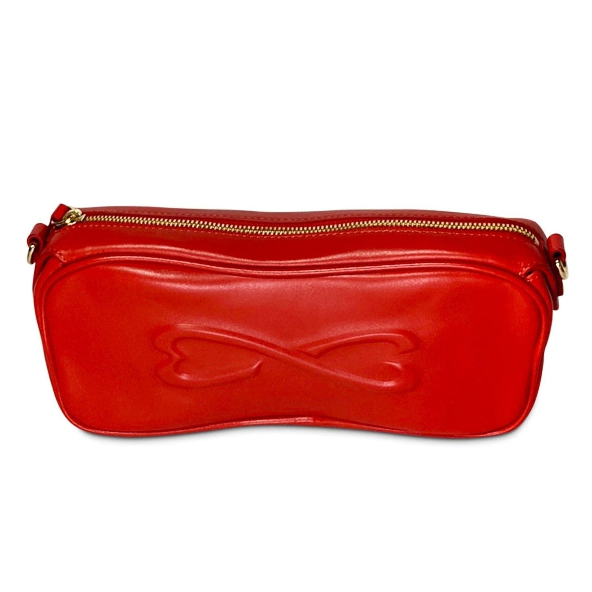 small unique leather clutch red