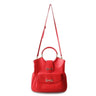 unique red large leather handbag