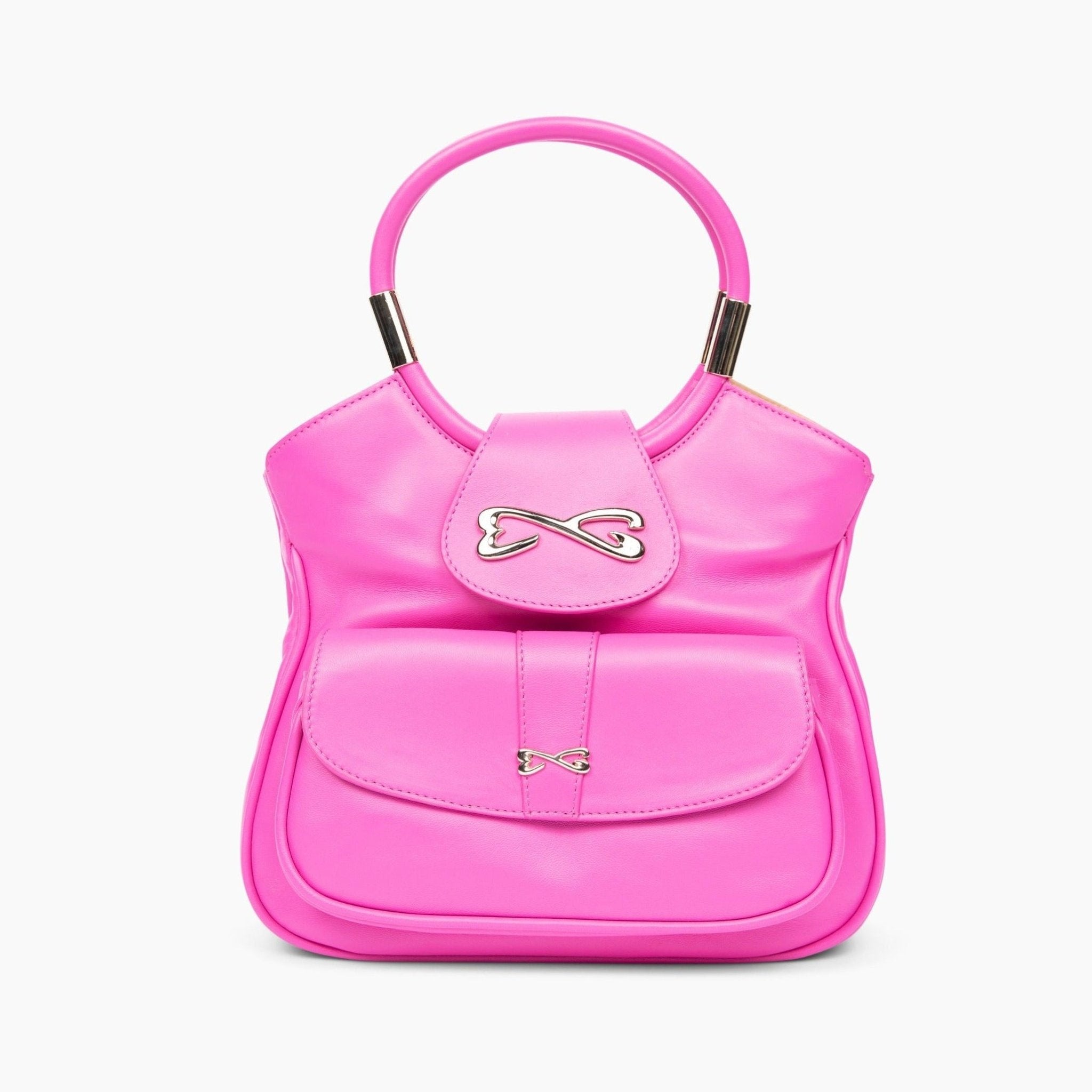 unique pink medium leather handbag