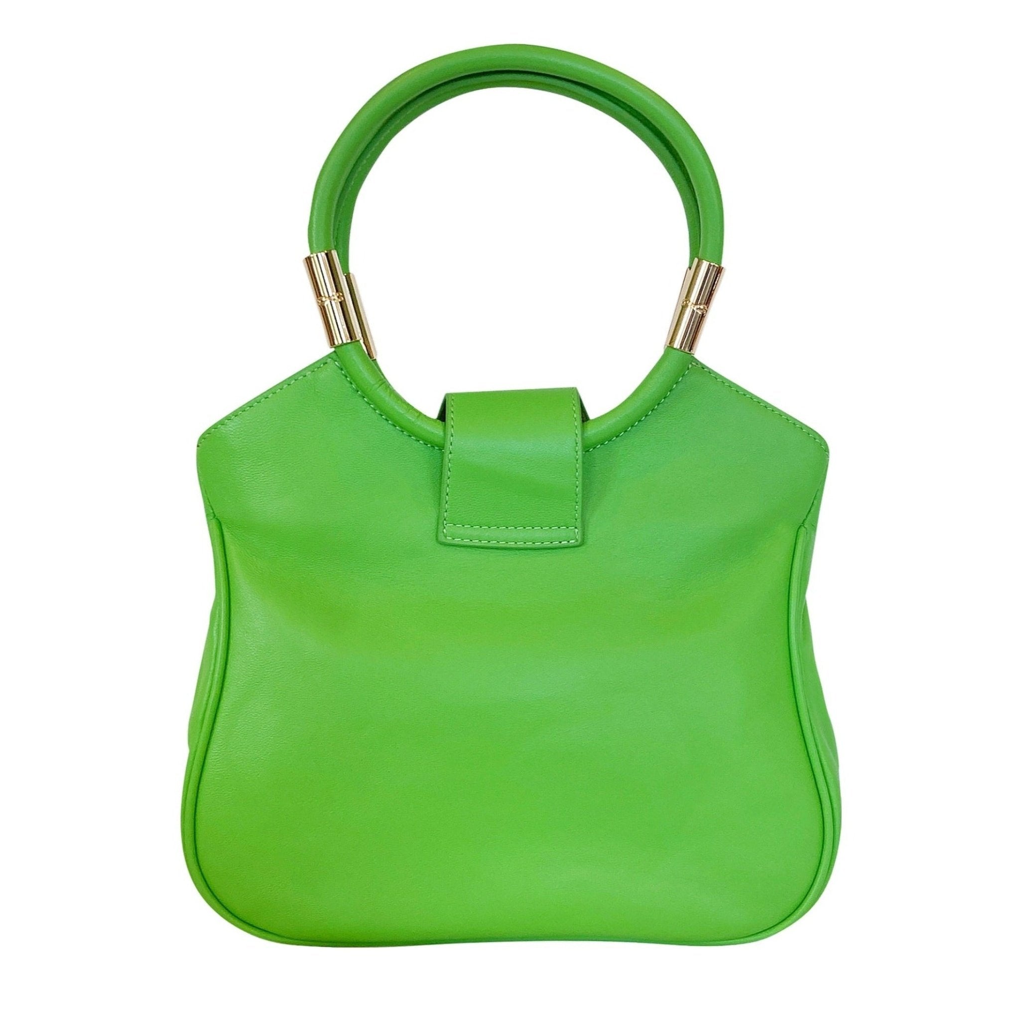 unique lime green medium leather handbag