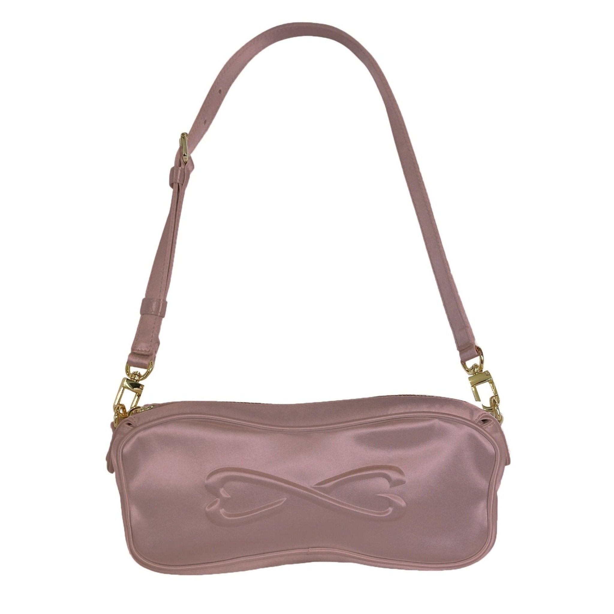 small unique pink satin bridal handbag clutch