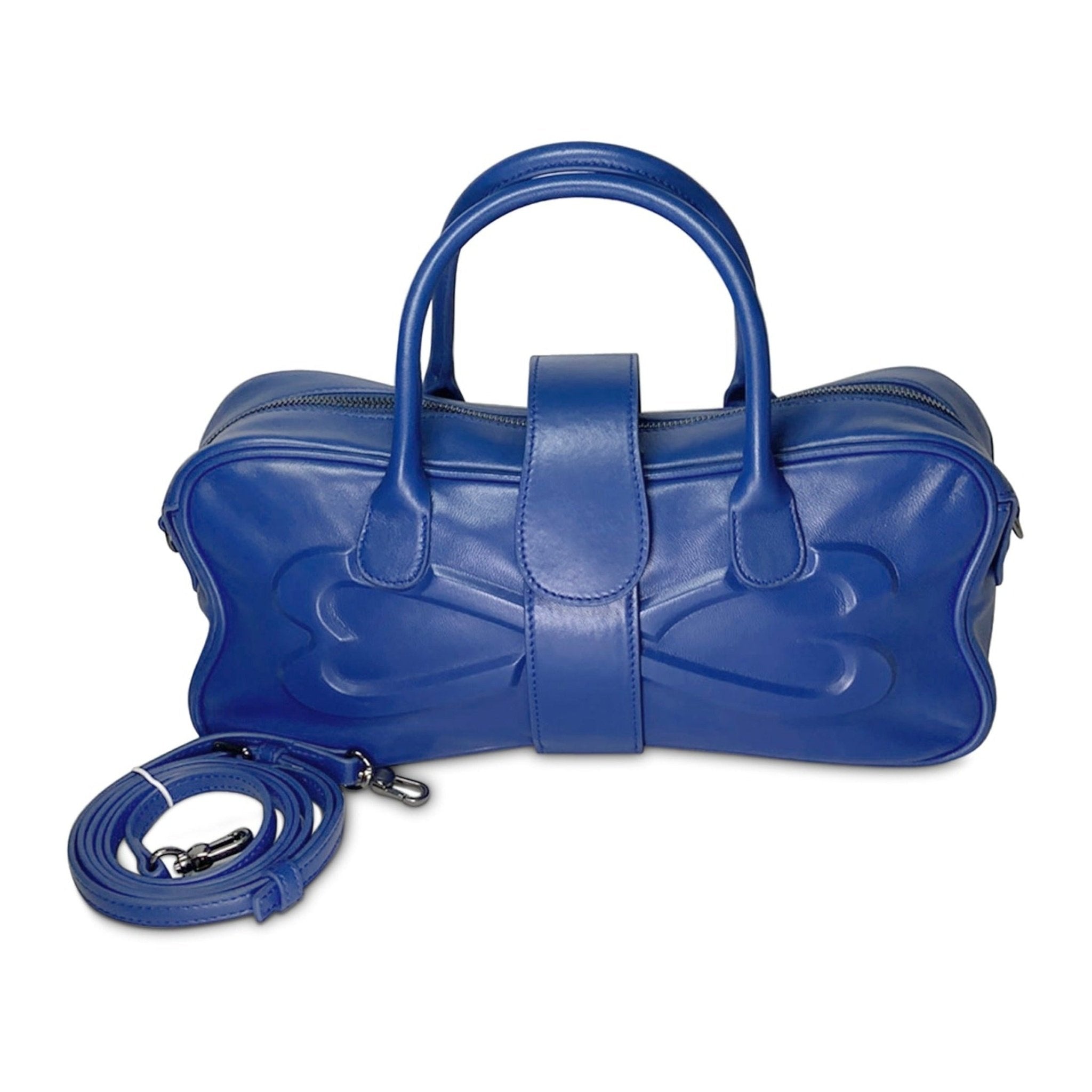 unique medium nappa blue leather bag