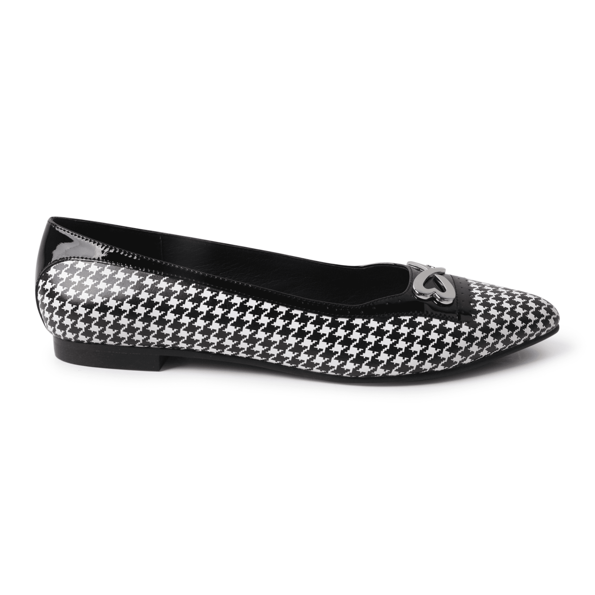 Houndstooth calf leather ballerina flat large sizes