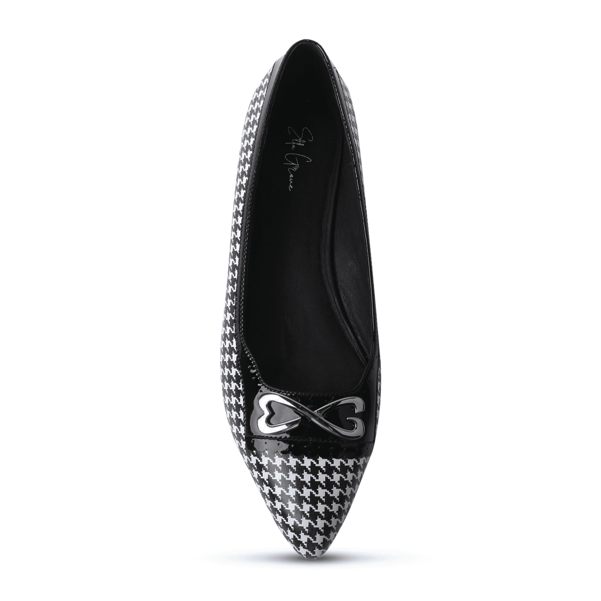 houndstooth calf leather ballerina flat large sizes