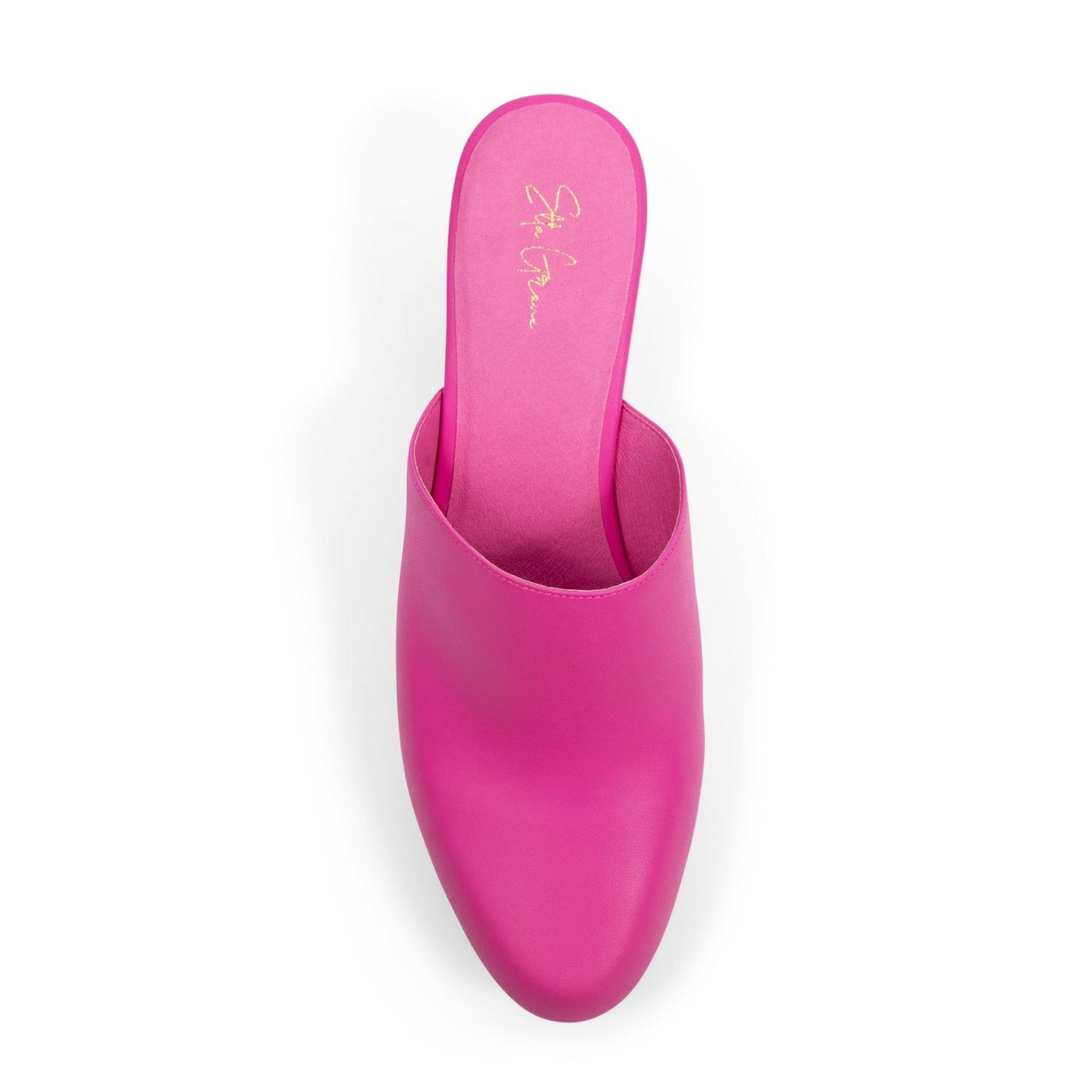 pink leather wedge heel mule clog large sizes