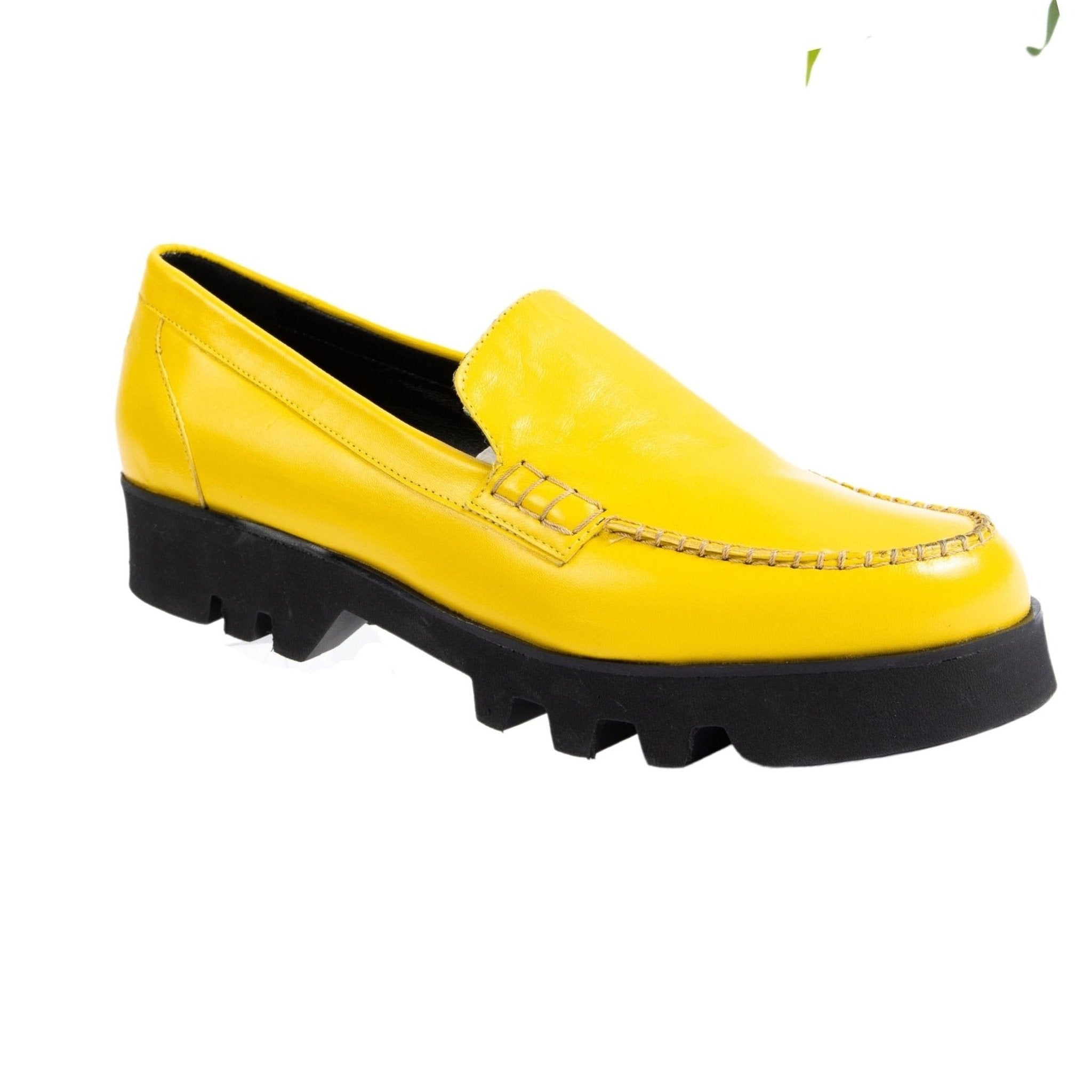 yellow smooth leather loafer large sizes side