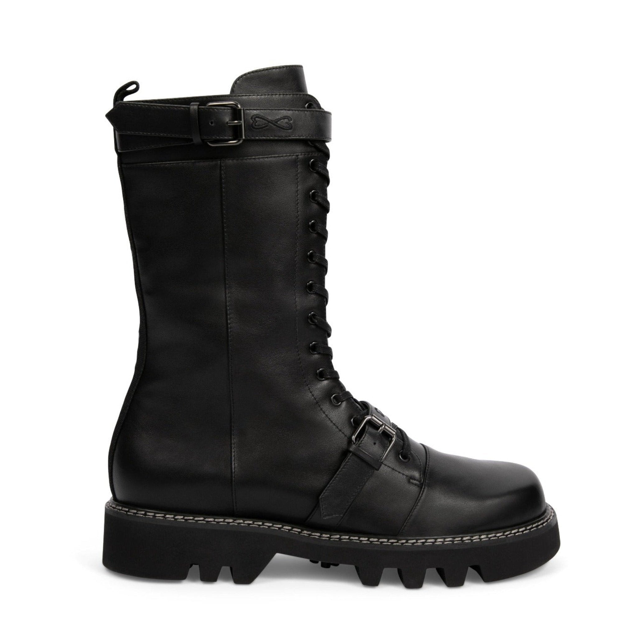 black leather combat boot large sizes
