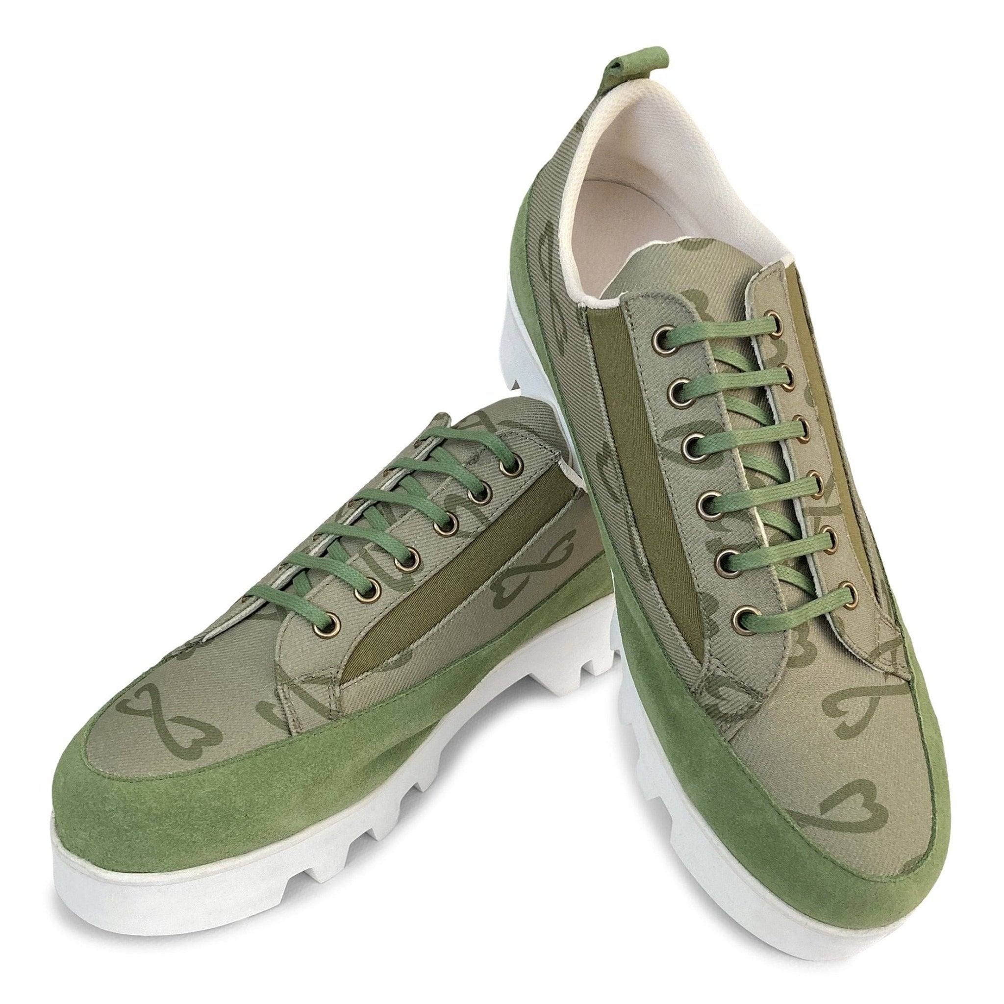 pair of green canvas suede sneaker large sizes