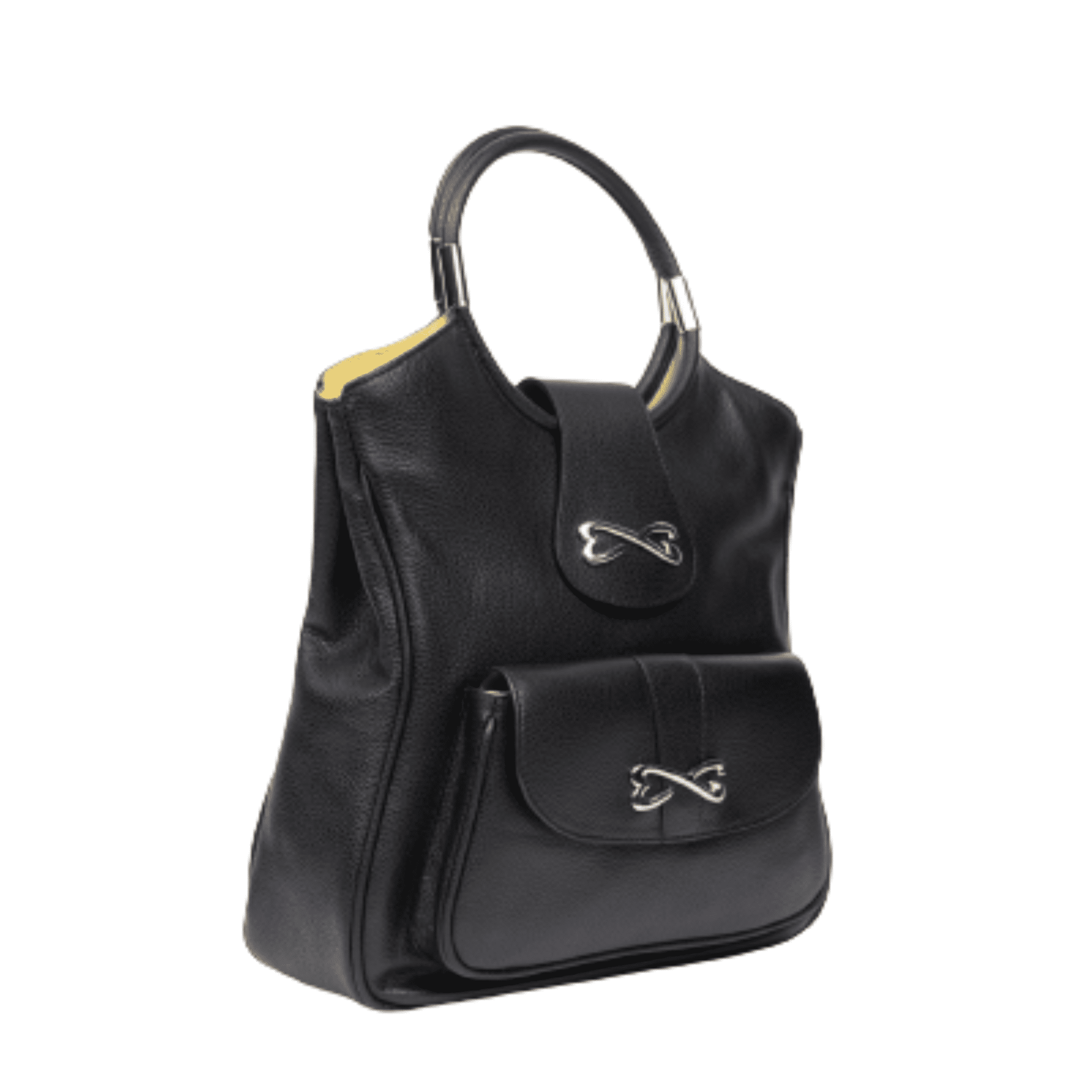 unique black textured large leather handbag