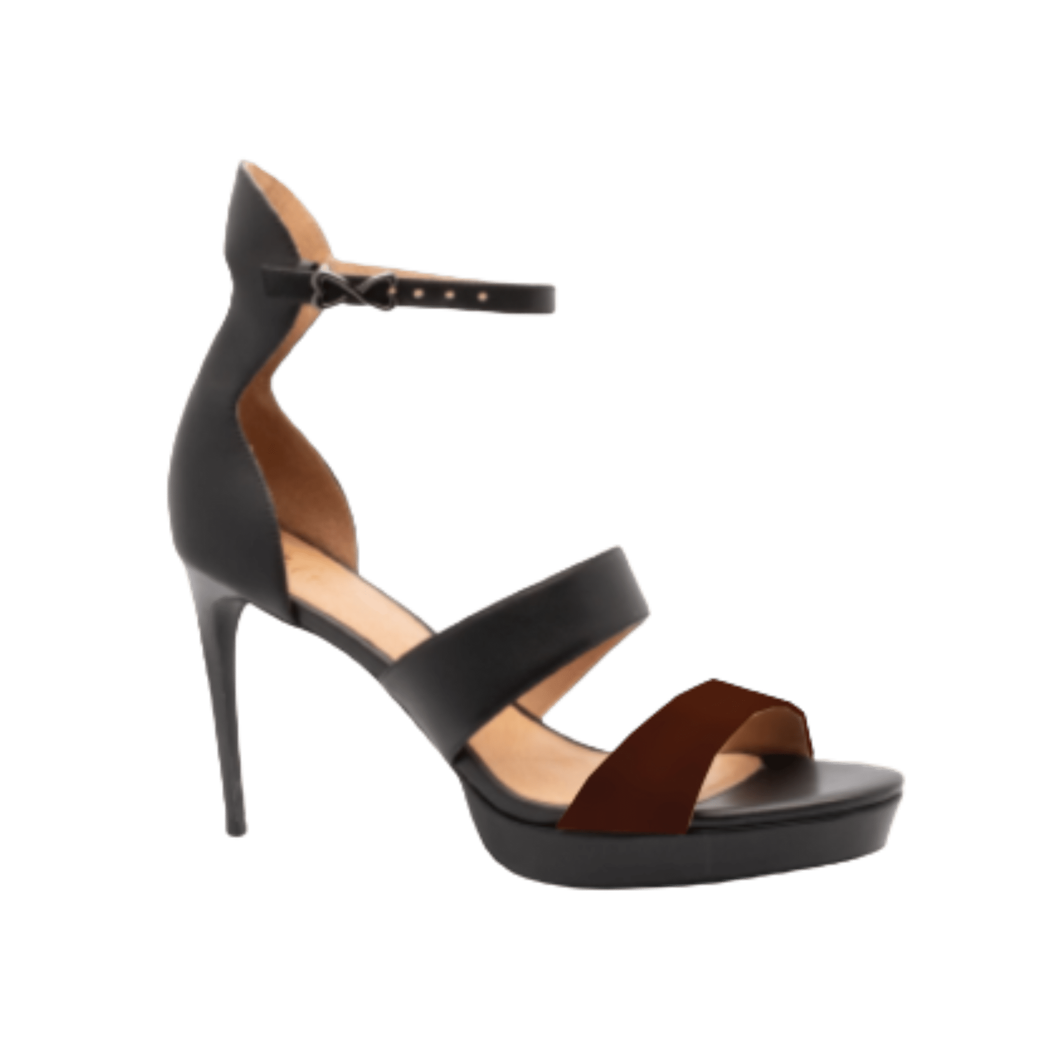 brown two tone leather sandal heel large sizes