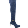 blue suede thigh high boot large sizes Etta Grove hardware
